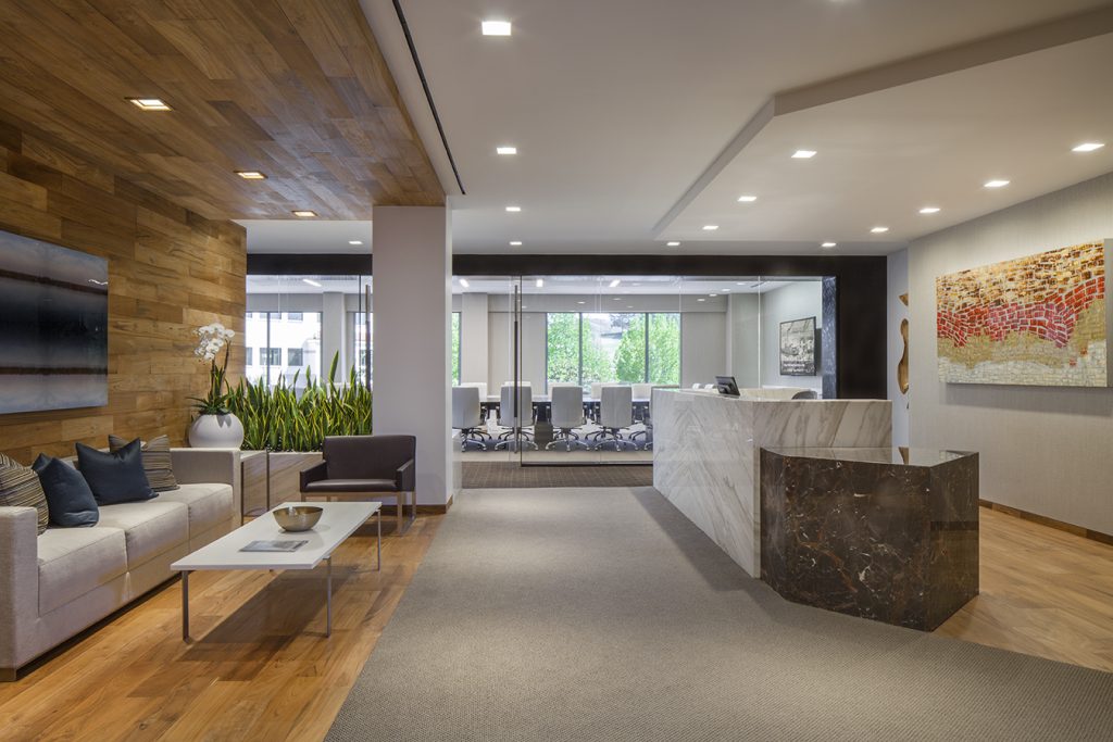 Westlake Village casual lobby interior design by Wirt Design