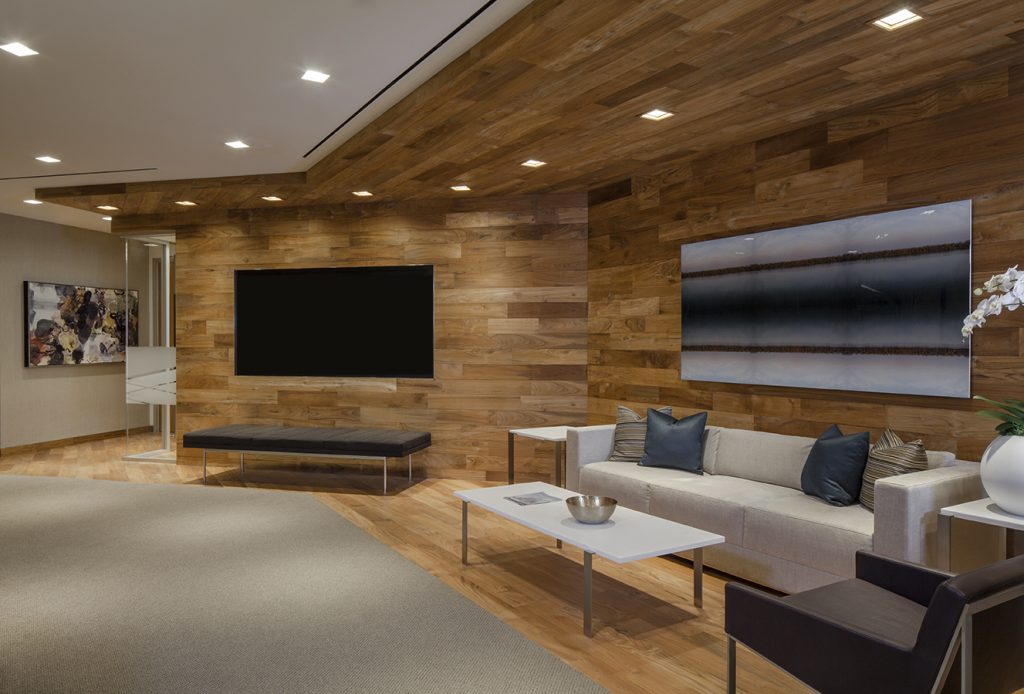 Westlake Village casual reception area interior design by Wirt Design