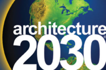 architecture 2030 text over earth - embodied carbon reduction concept image